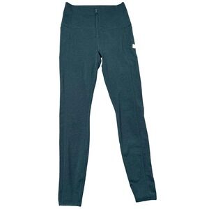 Vuori Leggings Womens XS Green Super Soft Zip Front Pocket Activewear Athleisure